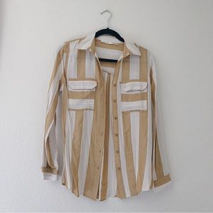retro striped button up long sleeve